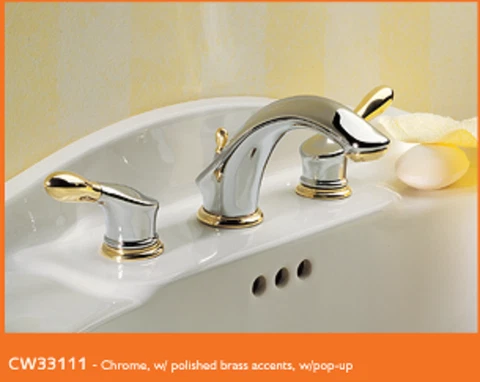 Wolverine Brass Finale Two Handle Widespread Bathroom Faucet With Pop-up, Chrome Cover