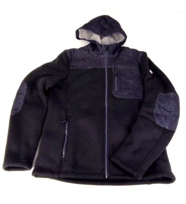 Chaqueta Spyder Para Hombre Con Capucha Polar Denim Codo Parches Cremallera Completa Abrigo Talla M Foto 1 de 4
