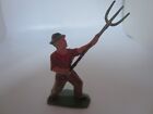 Vintage Lead Unbranded 3 Inch Farmer Holding A Pitchfork Made In France