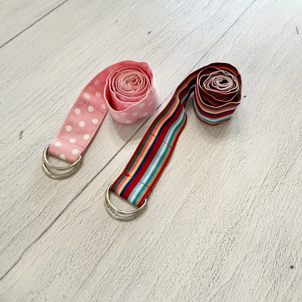 Lote de 2 cinturones de cinta de doble anillo para mujer Morgan & Company rayas lunares Foto 1 de 4