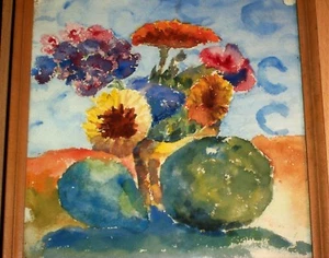1941 Watercolor Painting Still Life Flowers Fruit , Coronado New Smyrna Florida - Picture 1 of 6