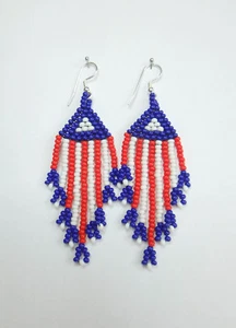 Pendientes hechos a mano Franzi azul-blanco-rojo, Francia, Rusia, Croacia - Imagen 1 de 3