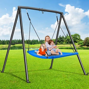 440lb Heavy Duty Swing Set Metal Frame for Backyard Kids with 60" Platform Swing - Picture 1 of 33