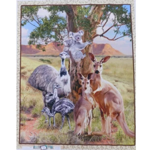 Patchwork Quilting Sewing Fabric Australian Wildlife Valley 2 Panel 92x110cm - Picture 1 of 5