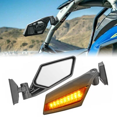 For 2017-2025 Can Am Maverick X3 Max Turbo R Rear Racing Side Mirrors LED Lights - Image 1 of 4