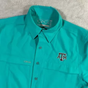GameGuard A&M Shirt Mens Small Aqua Button Up Vented Outdoors Fishing 1023 Flex - Picture 1 of 8