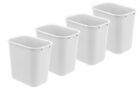 Waste Bin, Desk side Bin, 24 Liter Plastic White Color Set of 4 Dustbins No Lids