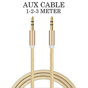 Stereo Cable AUX Jack Auxiliary Car Lead Male Audio Gold Plated 1m/2m/3m 3.5mm - Picture 1 of 9