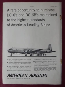 11/1958 PUB AMERICAN AIRLINES DOUGLAS DC-6 DC-6B AIRLINER ORIGINAL AD - Picture 1 of 1