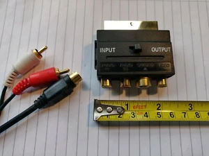 SCART Adaptor AV Block To 3 RCA Phono Composite S-Video With In/Out Switch GOLD - Picture 1 of 5