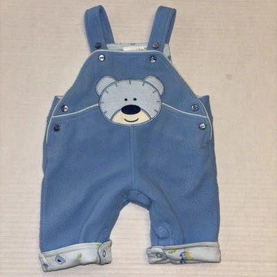 Miniwear Classics Blue & White Fleece Teddy Bear Romper Baby Boy's Size 0/3M - Image 1 of 3