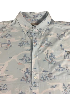 Camisa de Pesca Huk Hombre Talla 2XL Azul Esqueletos Rendimiento Manga Corta Pescador - Imagen 1 de 14