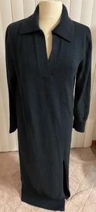 Banana Republic dunkelblaues Langarm-Pulloverkleid mit Schlitzkragen V-Ausschnitt - Bild 1 von 5