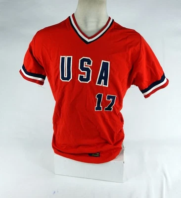 Camiseta roja usada del equipo de béisbol de Estados Unidos #17 DP68441 Foto 1 de 4