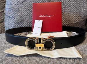 NUEVO CINTURÓN AJUSTABLE REVERSIBLE PIEL DE BECERRO SALVATORE FERRAGAMO PARA HOMBRE - Imagen 1 de 10