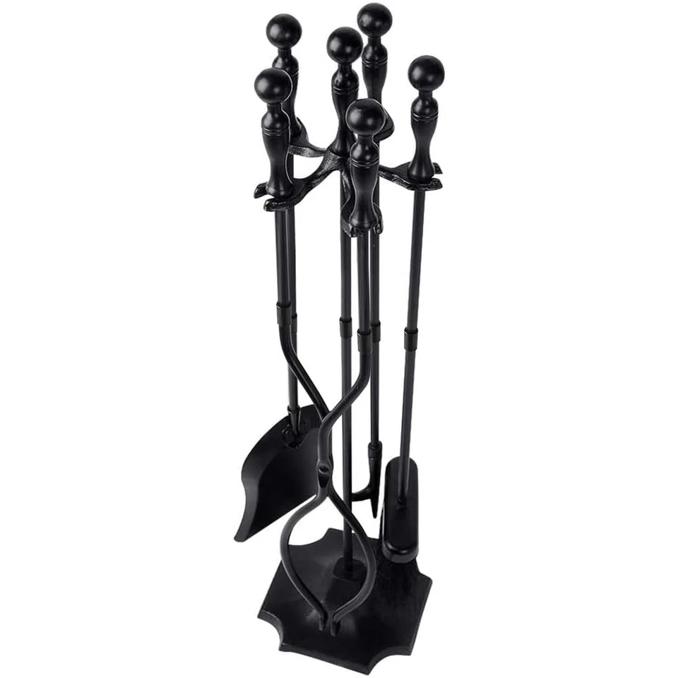 Rustic Fireplace Tools 5 Pieces Wrought Iron Tool Set Fireset Firepit Fire Place