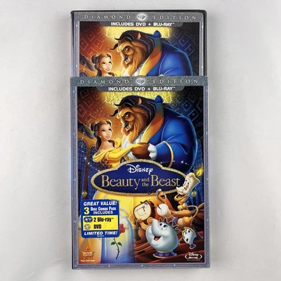 Beauty & The Beast 3 Disc Blu-ray & DVD VG Diamond Ed Free Shipping - Image 1 of 4