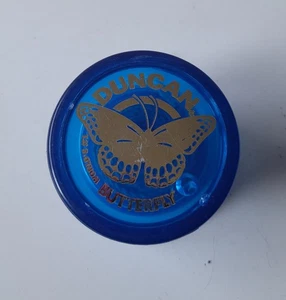 DUNCAN Classic Toy plastic BUTTERFLY YO-YO Transparent Blue w/Silver Made in USA - Picture 1 of 4