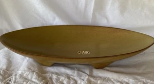 Vintage Hyalyn Pottery Oblong Console Fruit Candy Bowl USA Mustard Brown MCM - Picture 1 of 9