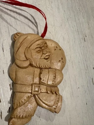 Adorno de madera tallado a mano de Papá Noel árbol de Navidad arte popular talla decoración Foto 1 de 4