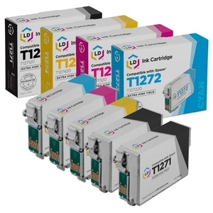 Compatible Ink Cartridge for Epson 127 T127 Extra HY (2 B, 1 C, 1 M, 1 Y, 5-Pk) - Picture 1 of 9