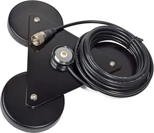 TWAYRDIO Aimant Triplex pour Antenne NMO, Support Magnétique Argent Lourd, Noir - Photo 1/6