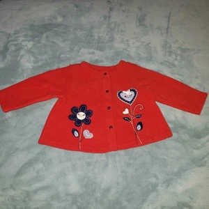 Vitamin Kids Bebé Botón Vellón Abrigo Rojo Recién Nacido 18 Meses Corazón Flor - Imagen 1 de 6