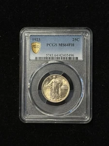 Standing Liberty 1923 graduación profesional MS64FH! Raro cuarto SLQ! Hermosa cabeza completa - Imagen 1 de 4