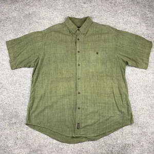 Woolrich John Rich Mens XL Green Cotton Button Front Short Sleeve Collared Shirt - Picture 1 of 7