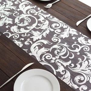 12" x 108" SILVEROrganza TABLE RUNNER Metallic Floral Design Home Decorations - Picture 1 of 6