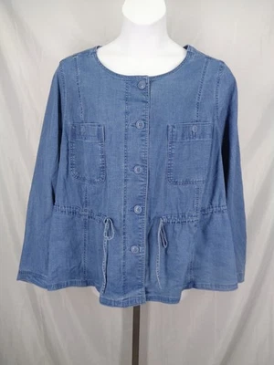 Lane Bryant Blue Chambray Cinched Waist Utility Jacket Top Plus Size 24 New - Image 1 of 4
