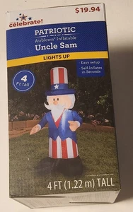 Uncle Sam 4 Foot Airblown Inflatable Patriotic Yard Decor Lights Up. 4th Of July - Picture 1 of 5