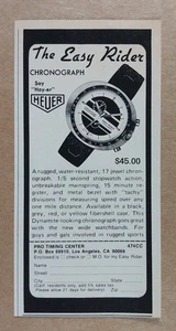1974 Heuer Leonidas Easy-Rider Chronograph Vintage Print Ad - Bild 1 von 1