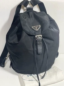 aa002 Extreme Beauty PRADA Nylon Rucksack Triangular Plate Black Storage Bag - Picture 1 of 10