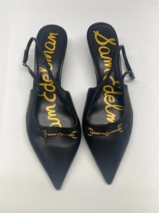 Sam Edelman Mujer Farrah Gatito Tacón Punta Punta Slingback Bomba Negro Talla 9.5 W - Imagen 1 de 8