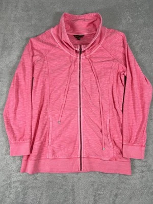 Tommy Bahama Full Zip Cowl Kneck Sweatshirt Jacket Womens XL Pink Cotton - Image 1 of 4