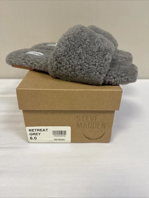 Sandalias Steve Madden para mujer gris talla 6 retirada piel de oveja sin cordones Foto 1 de 4