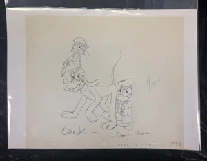 1979 Eastern Airlines Disney Drawing Jiminy Cricket SIGNED Thomas Johnston Pluto - Picture 1 of 6