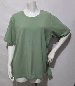 Cuddl Duds M OVER SIZED To XL Top Knit Pullover Short Sleeves Boxy Mossy Green - Picture 1 of 5