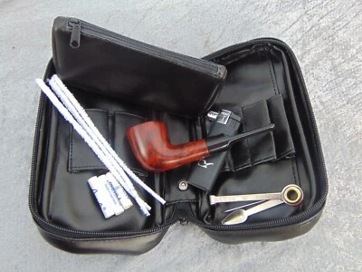 Angelo Pfeifentasche mit Bruyereholz Pfeife, Reiniger, Filter und mehr  NR2 NEU - Bild 1 von 4