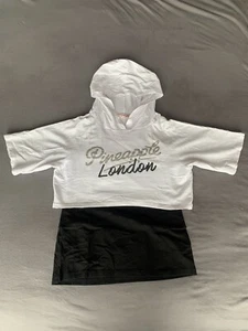 Pineapple Crooped Hooded 2-piece T Shirt & Camisole Age 13 - Picture 1 of 7