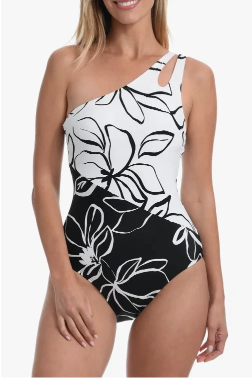 LA BLANCA Moonlit One-Shoulder One-Piece Swimsuit (size 16) - image 1 of 2