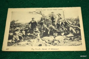 BOY SCOUT - EARLY OFFICIAL BOY SCOUT POSTCARD - BOY SCOUTS AT BREAKFAST - Picture 1 of 4