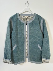 Chaqueta acolchada abierta de algodón y lino azul este nueva con etiquetas bolsillos talla L PVP £179 - Imagen 1 de 13