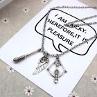 NEW The Walking Dead Pendant Bow Wing Bat Charm Silver Necklace Chain Jewelry