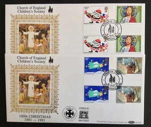 GB Benham 1981 Navidad Set en 2 Fundas Primer Día - Canterbury 'Children' SHS - Imagen 1 de 3