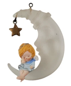 Hallmark Christmas Ornament "A HEAVENLY NAP" Crescent Moon and Angel 1980 - Picture 1 of 9