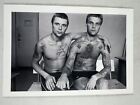 Rosyjski tatuaż kryminalny pocztówka czarno-białe zdjęcie dwóch wytatuowanych mężczyzn 4 "x6"