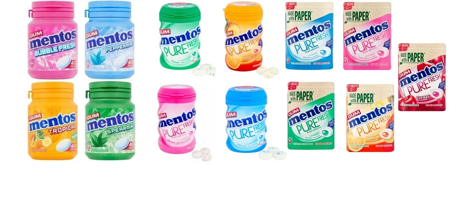 6x Mentos Chewing Gum Pure Fresh Bottle Sugar Free (Vegan) - image 1 of 1