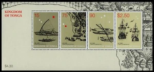 TONGA, SCOTT # 1087-1090 (1090A), SOUVENIR SHEET OF BOATS OF ABEL TASMAN, MNH - Picture 1 of 1